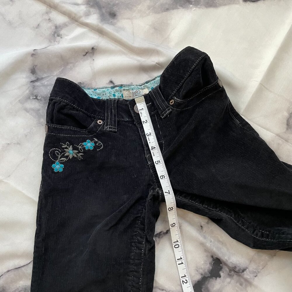 RARE VTG SO Y2K Black Corduroy Flare Pants w/ Matching Embroidered Belt Girls 7 - Picture 13 of 16
